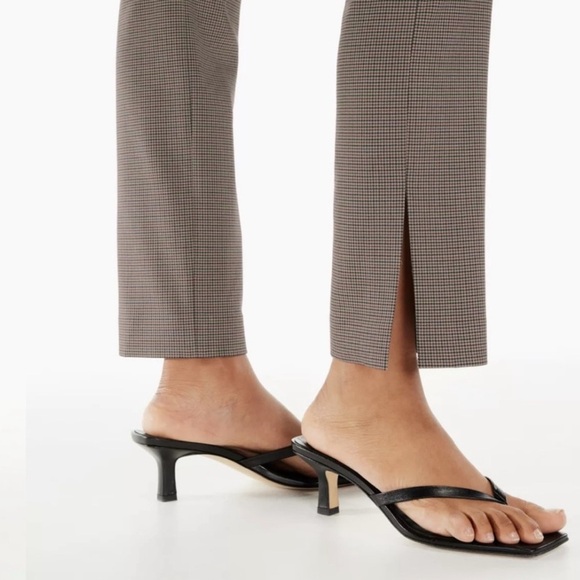 Aritzia Babaton Numero Mid-Rise Slim-Fit Trouser Pants Houndstooth Brown Black 2 - Picture 2 of 10
